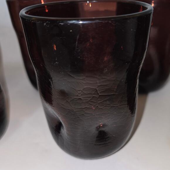 6 Blenko Amethyst C418 Pinched Crackle Dimple Tumbler Drinking Glasses 4.5”‎ - Picture 11 of 12